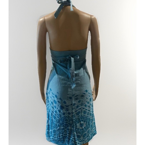 Athleta Women's Size Small Balsa Burnout Blue Tie Halter Dress EUC built in Bra - Picture 2 of 7
